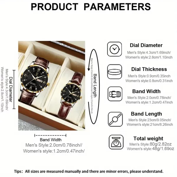 Relojes de pareja POEDAGAR con caja de almacenamiento. - Imagen 5